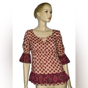 VTG Juicy Couture Floral Top Bell Sleeve Boho Cottage Core Retro 90s Y2K Blouse